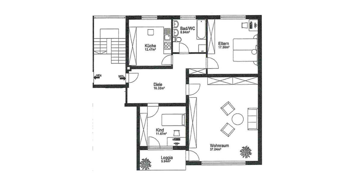 Etagenwohnung Duisburg Beeck - 3 Zimmer, 105 m&sup2;, 840&euro; | Angebot:27008717